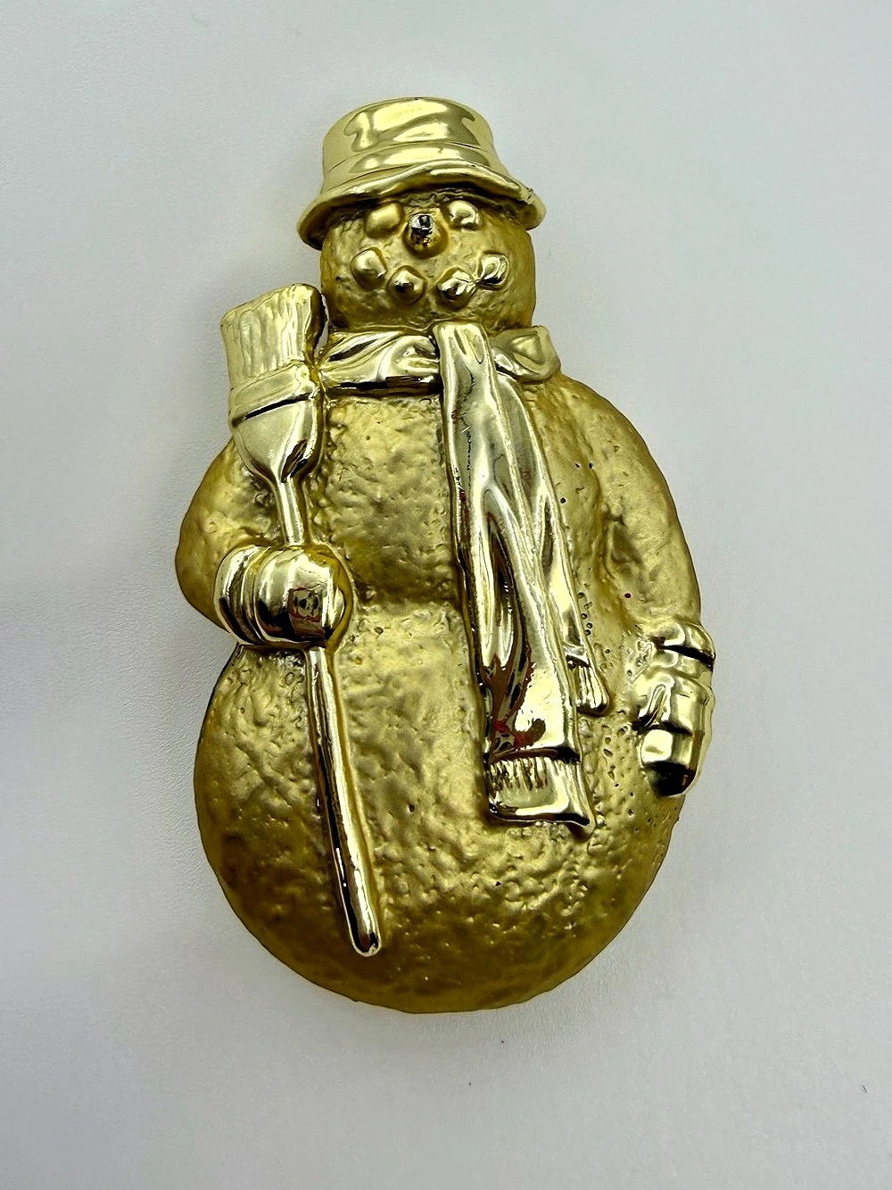 Gold Snowman Brooch Pin